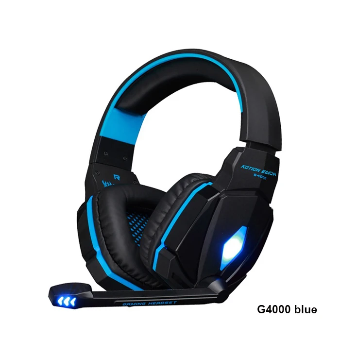 G4000-Blue KOTION EACH G2000 G4000 G9000 Игровые наушники геймерские наушники стерео глубокий НЧ, проводная гарнитура Mic светодиодный светильник для ПК PS4 X-BOX 3,5 - Цвет: G4000-Blue