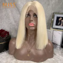 Bliss Straight Short 613 Color Bob Cut 1x6 T Lace Frontal Wigs With Baby Hair Full Thick Blonde Human Hair For White Women