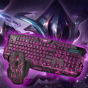 

j60 Purple/Blue/Red LED Breathing Backlight Pro Gaming Keyboard Mouse Combos USB Wired Full Key Professional Mouse Keyboard Set