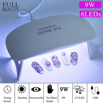 

9W Small Led UV Lamp Nail Dryer Curing all Gel Polish Sun Light Portable UBS Lamp for Manicure Home Trips for Gel Nails CHMini