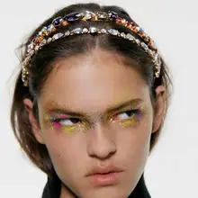 Новые корейские элегантные повязки для волос для женщин аксессуары модные милые инкрустационные стеклянные блестящие ювелирные изделия для волос подарки оптом