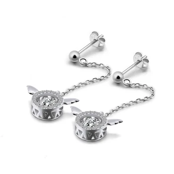 

Fashion Angel Wings 925 sterling silver earrings for women Lovely Rhinestones Long Tassel Ear Jewelry Animal Wing Earrings gift