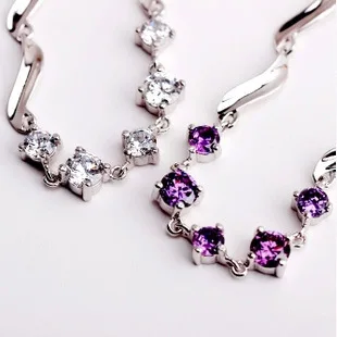 Спиральный браслет из серебра 925 пробы с кристаллами, два цвета на выбор