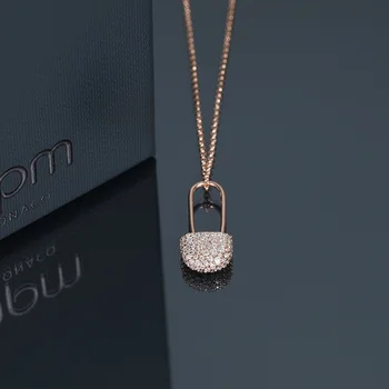 

2019 new arrival Morocco gold lock crystal necklace simple brand original women necklace girl gift