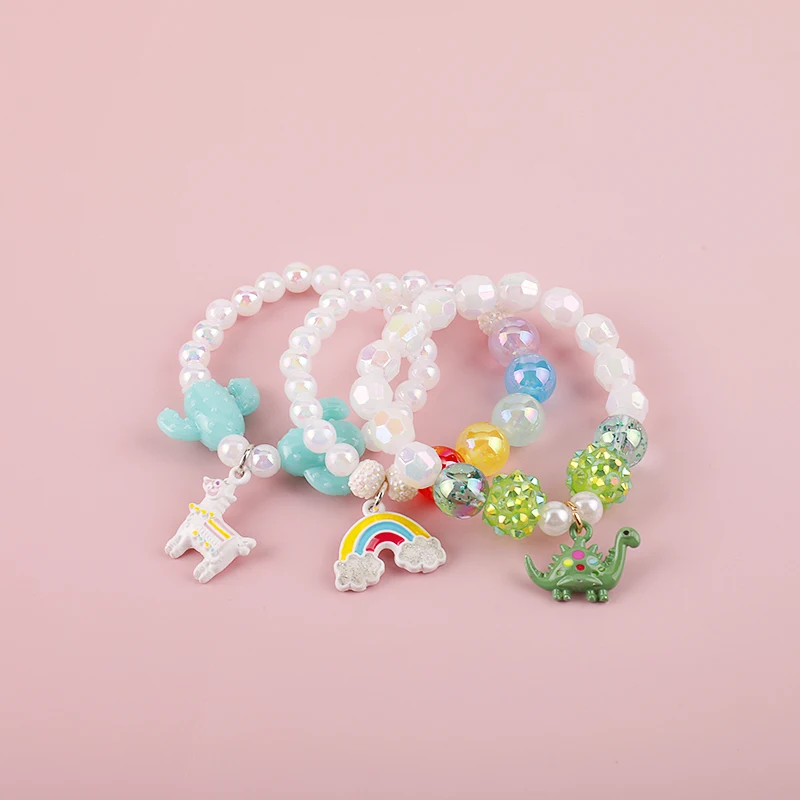 

Makersland 3D Three-dimensional Dinosaur Pendant Children Bracelet for Baby Girls Rope Bracelets Animal Beads Christmas Present