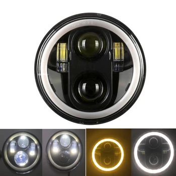 

5.75" Motorcycle LED Headlight Bulb for Dyna Sportster Victory Triumph Indian Motor HeadLamp Halo DRL Amber Turn Light