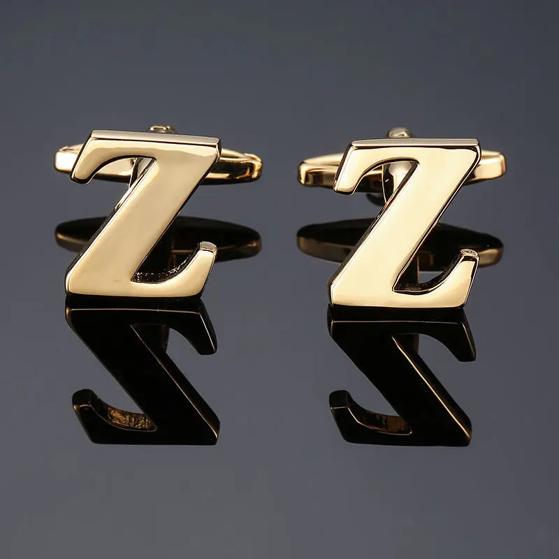 High quality electroplating a-z26 gold letter fashion men's French shirt Cufflinks