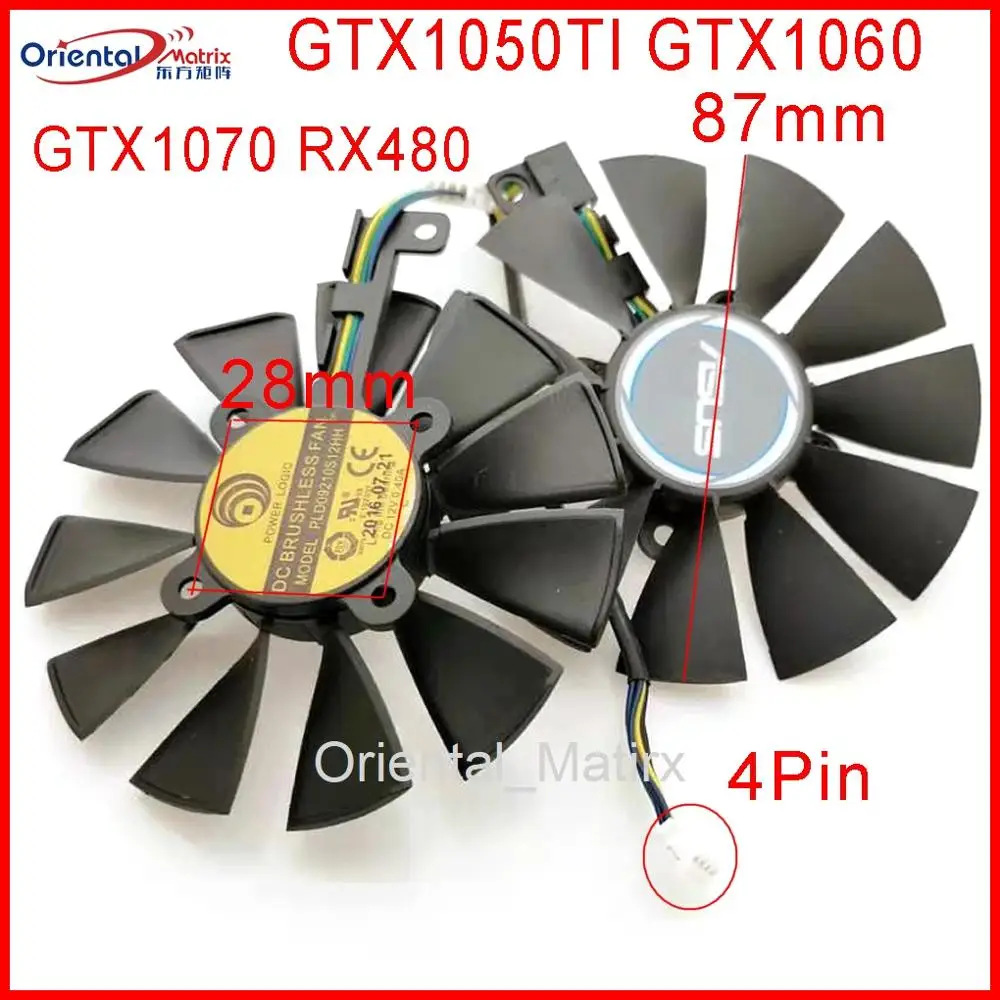 

Free Shipping Original PLD09210S12HH 12V 0.4A 87mm VGA Fan For ASUS GTX1050TI GTX1060 GTX1070 RX480 Graphics Card Cooling Fan