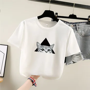 

Shirts Women New Hot Sale Student Gray T-shirt Womens Fashion Harajuku Striped