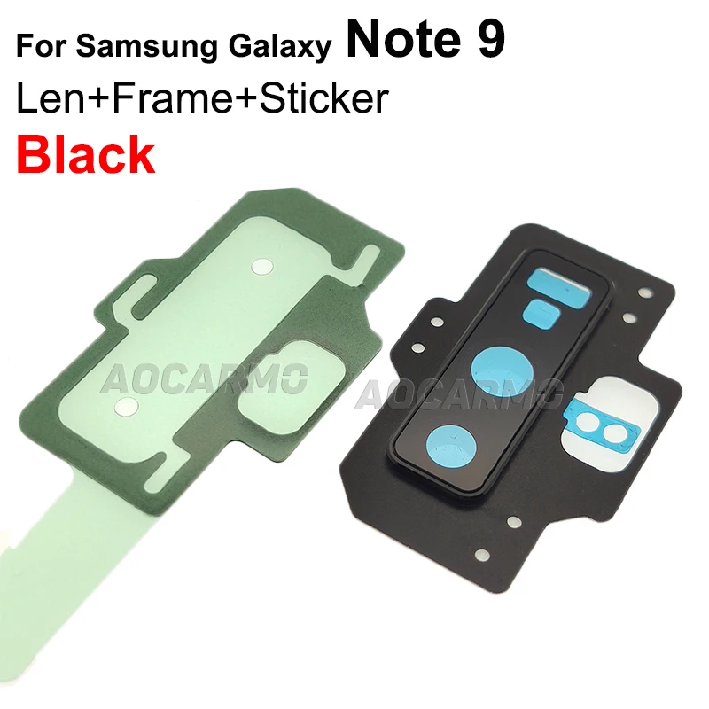 Aocarmo For Samsung Galaxy Note 9 Note9 Rear Back Camera Lens Glass Ring Cover With Frame 6.4" Replacement 