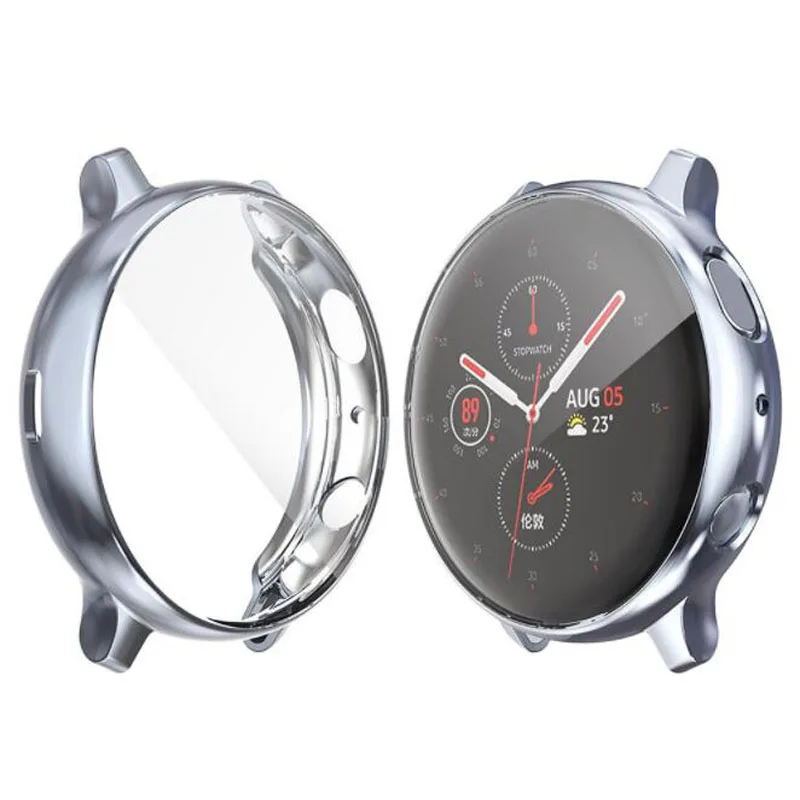Силиконовый мягкий защитный чехол на весь экран для samsung galaxy watch active 2 40 мм 44 мм Защитная крышка - Цвет: Gray