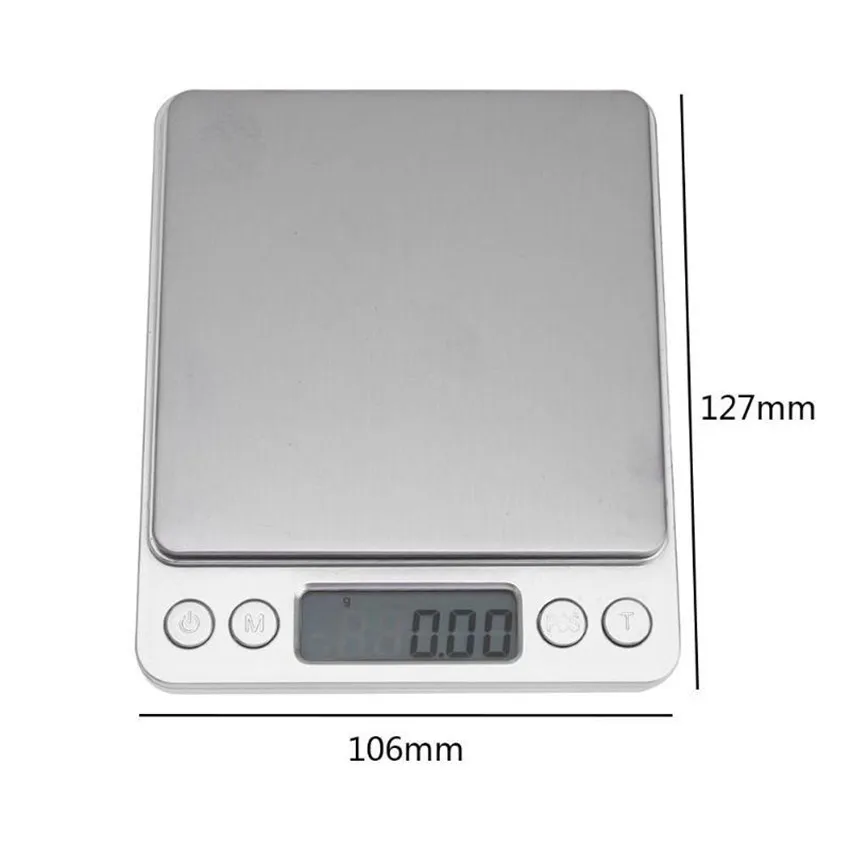 Digital Kitchen Scale Mini Pocket Stainless Steel Precision Jewelry Electronic Balance Weight Gold Grams(3000gx0.1g)（500gx0.01g