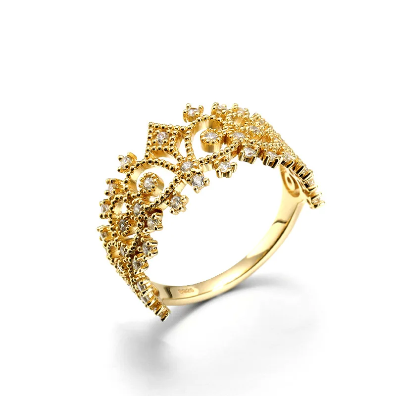 

Retro Baroque Hollow Crystal Gemstone 925 Sterling Silver Ring Bands for Women Luxury Gothic Fancy Office Jewelry Valentine Gift