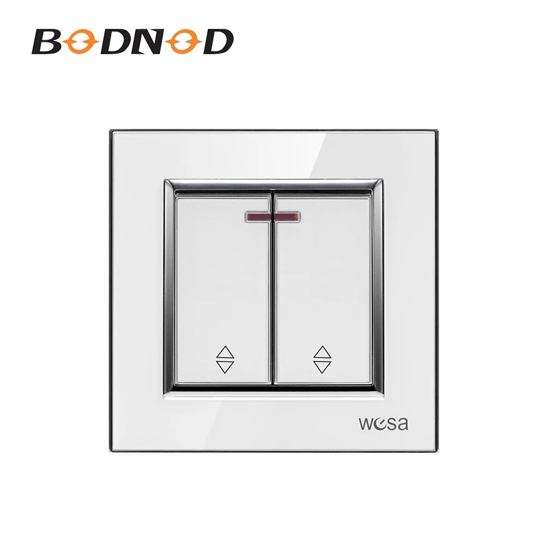 

EU Standard Socket Wall Switch With Light Luxury White Acrylic Dual Control 2 Gang 2 Way Wall Switch FYKB-10