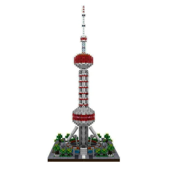 

LZ8006 World Architecture Oriental Pearl Radio TV Tower 3D Modle DIY Mini Diamond Blocks Brick Building Toy for Children Gift