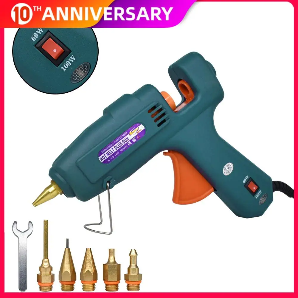 

Hot Glue Gun 60/100W Dual Power High Temperature Melt Glue Gun Household, Use 11mm Glue Sticks with 5 pcs Nozzle