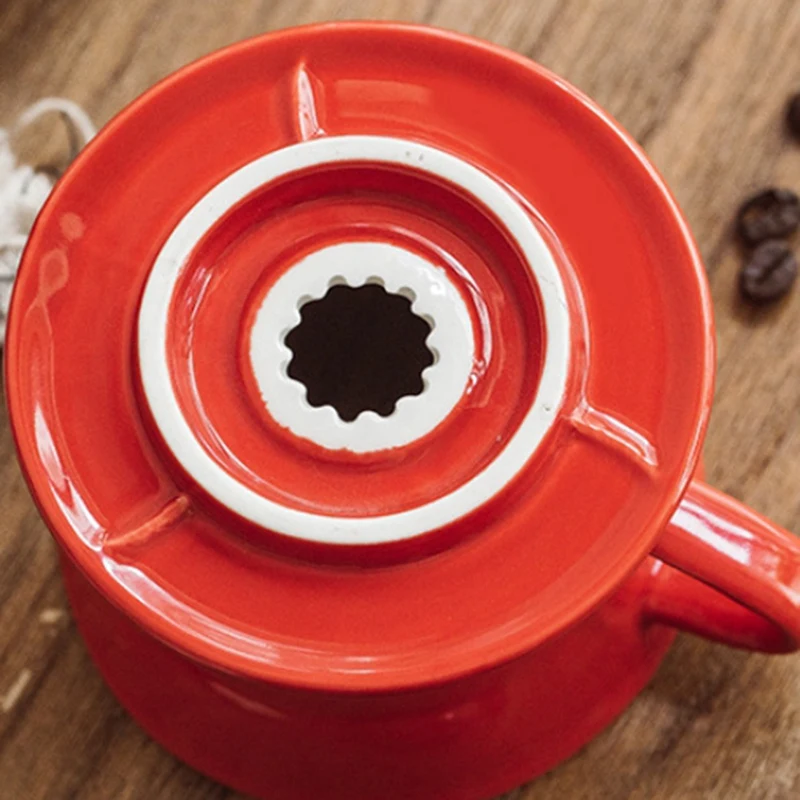 Colorful Coffee Maker Screw Thread Inside Ceramic Coffee Dripper Coffee Brewer Drip Cup for 1-2 People