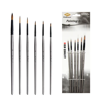 

6Pcs/lot Pointed Head Watercolor Paint Brush Nylon Hair Silver Handle Drawing Tool For Kids School Acrylic Painting Art Supplies