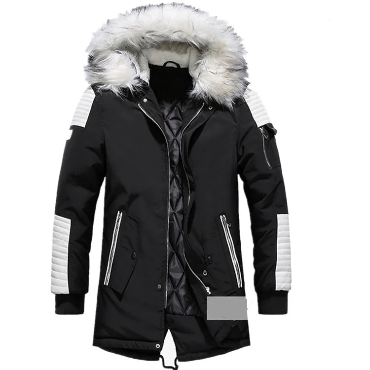 

Brand Tide Winter Jacket Men Thicken Warm Parkas Casual Long Outwear Hooded Collar Jackets And Coats Men Veste Homme