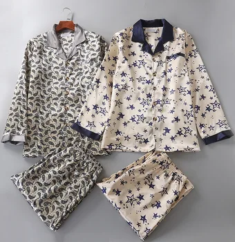 

Spring Mens Pajama Set Pajamas Men Sleepwea Satin Silk Nightgown Home Male Satin Soft Sleeping Pijama Loungewear