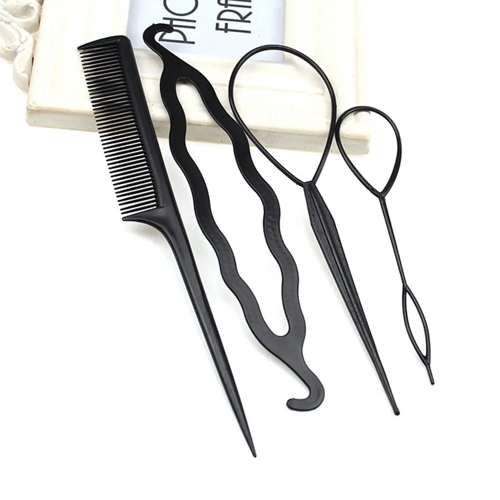 Четыре штуки, пластиковые щипцы для волос, инструменты для волос DIY, аксессуары для укладки волос, наборы, Машинка для конского хвоста, 4 шт