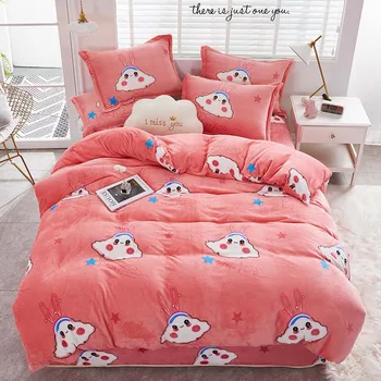 

YanTing Home Textile Flannel Printed Decor Duvet Cover Duble Side Coral Fleece Fabric Quilt Cover Warm Comfortable For Winter