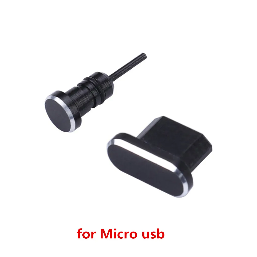 NO.1 for Micro usb 2 шт металлический зарядный порт+ 3,5 мм разъем для наушников Пылезащитная заглушка Замена для Android для iPhone для мобильного телефона type-C - Цвет: NO.1 for Micro usb
