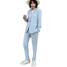 2019 Autumn Women's New Blazer Casual Pants Long Sleeve Women Clothing Pants Suits Elegant Office Suits for Women Solid Color