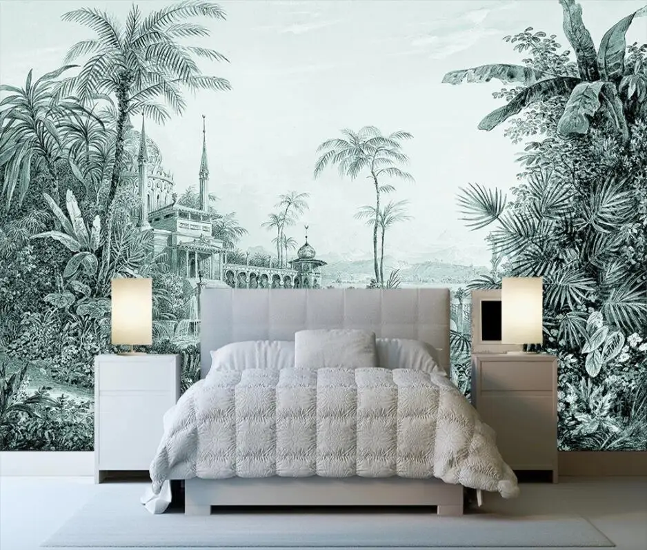beibehang Custom 3d wallpaper mural hand-painted tropical rainforest landscape background wall home decoration papel de parede