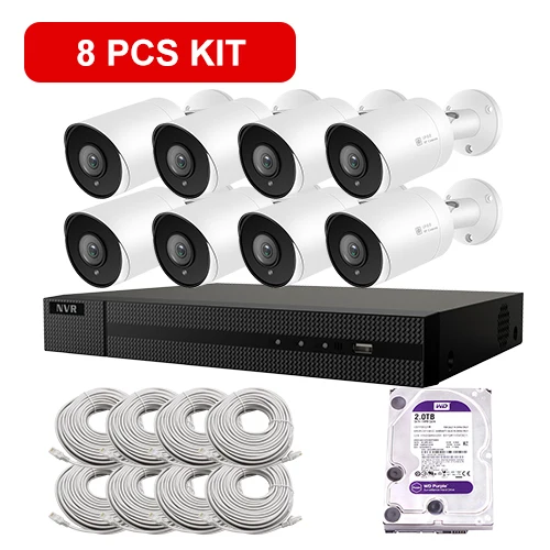 8PCS Bullet 4K KIT 8CH 4K POE NVR комплект камеры наблюдения 8MP CCTV Bullet POE ip-камера Открытый P2P комплект видеонаблюдения 2 ТБ HDD - Цвет: 8PCS Bullet 4K KIT