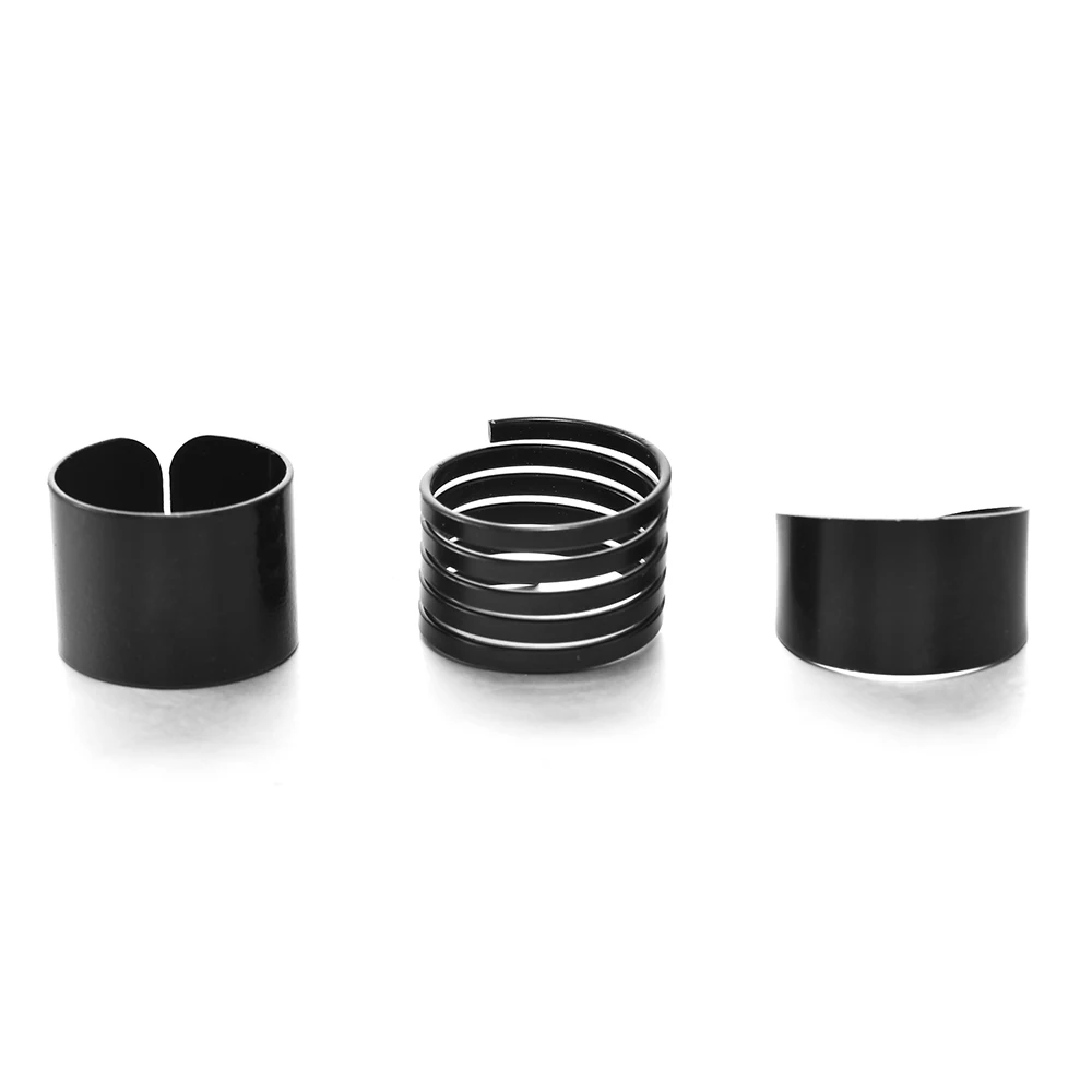 3 Pcs Punk Fashion Rings for Women Anel Anillos Black Stack
