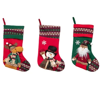 

3Pcs Christmas Stocking Decorative Sock Pendant Cute Gift Bag Candy Storage Bag