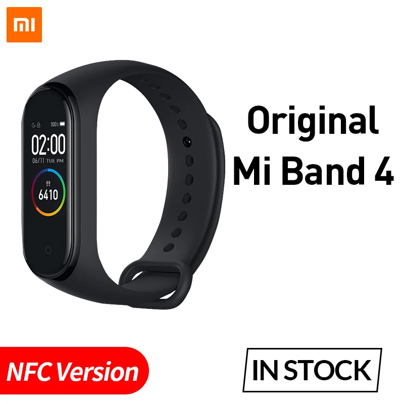 Xiaomi mi Band 4 умный браслет 3 цвета AMOLED экран mi band 4 Smartband фитнес-тренажер Bluetooth спортивный водонепроницаемый смарт-браслет - Цвет: CN NFC Version