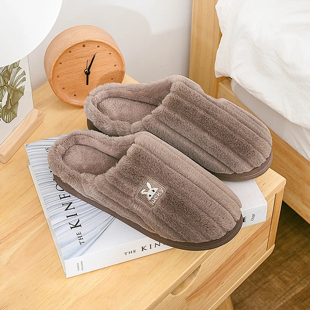

MUQGEW Couples Rabbit winter slippers Fashion Furry Faux Fur Warm slippers Non-slip Floor Home Slippers Bedroom Shoes zapatos de