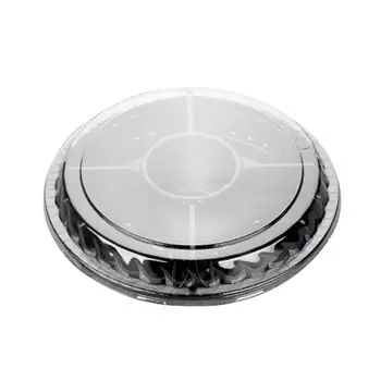 

10PCS Disposable 5 Compartment Food Storage Containers Round Plastic Salad Fruits Box with Lids