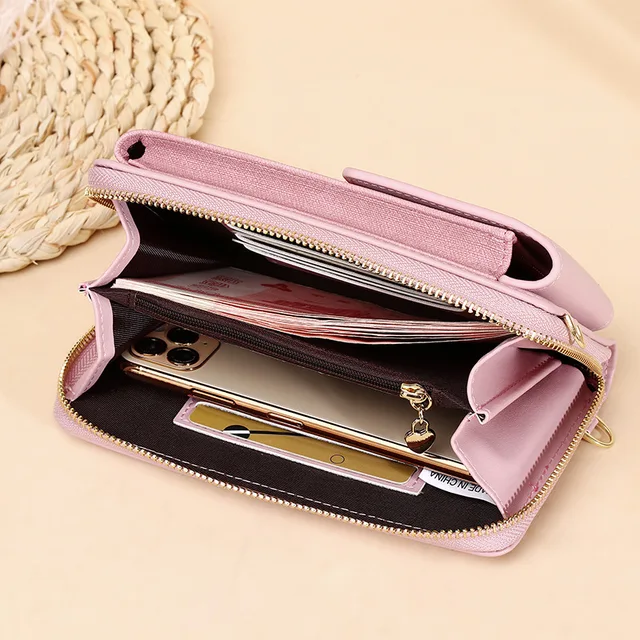 Pu Leather Women Mobile Phone Solid Color Shoulder Bag For Ladies High Quality Female Wallet Mini Crossbody Bag 4