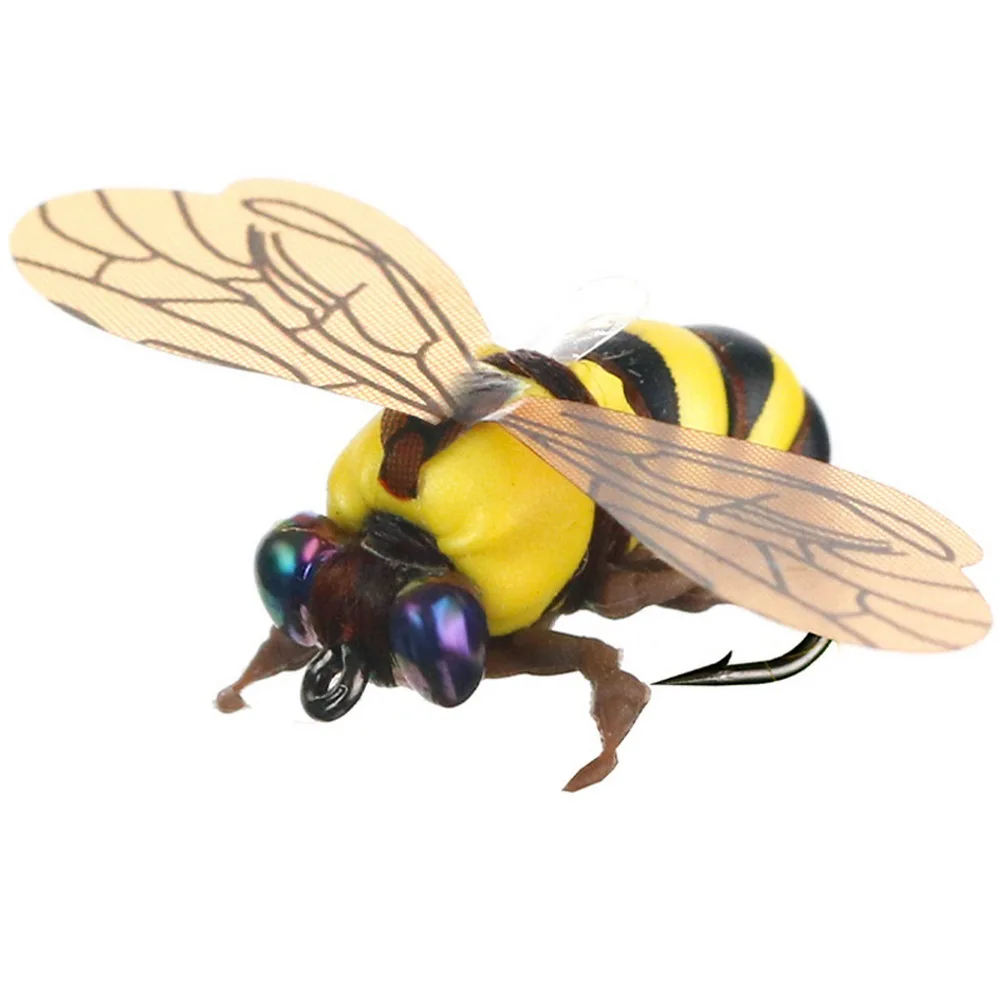 

2pcs Fly Fishing Lures Bee Insect Artificial Bait Floating Ultra High Simulation 1.5cm 0.23g River Lake Hooks YE0182