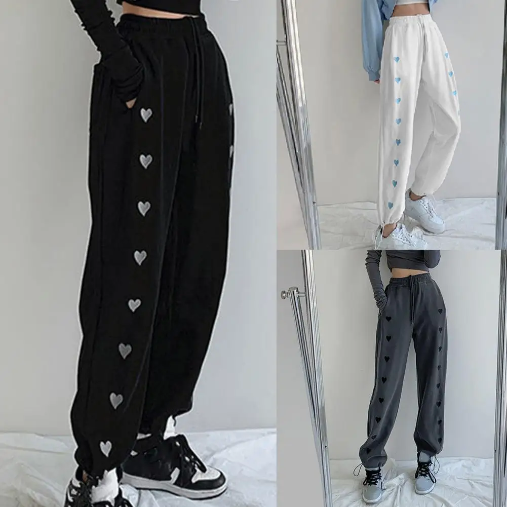

Jogging Pants Fitting Pure Color High Waist Leisure White Sweat Pants for Women