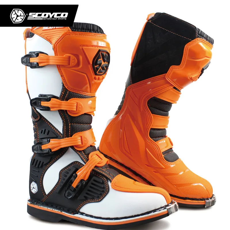 Оранжевый SCOYCO moto rcycle Водонепроницаемый сапоги moto туфли в деловом стиле; bota; moto крест non-slip drop Сопротивление гоночный загрузки Профессиональный moto rboats - Цвет: Оранжевый