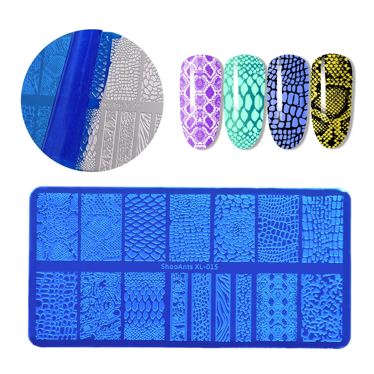 

SHOPANTS 6*12cm New Rectangle Stainless Steel Nail Stamping Plate Snake Skin Pattern Nail Art Image Stamp Templates