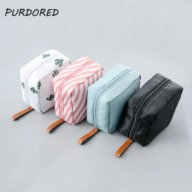  PURDORED 1 pc Solid Color Cosmetic Bag Cactus Travel Toiletry Storage Bag Beauty Makeup Bag Cosmeti