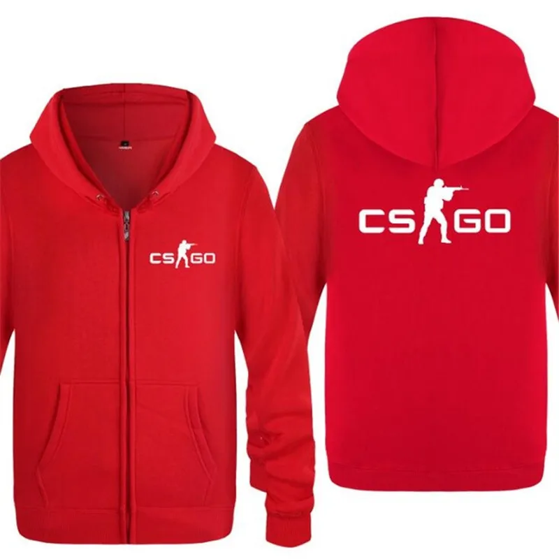 red hoodie 9 Мужская толстовка с капюшоном с логотипом CS GO, мужская флисовая куртка на молнии с длинным рукавом, пальто, Толстовка для скейта, уличная одежда, спортивный костюм негабаритных размеров - Цвет: red hoodie 9