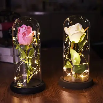 

Home Decoration Accessories Rose Dried Gifts Valentine's Microscopic Glass Wedding Home Decor Cover Filament Flower