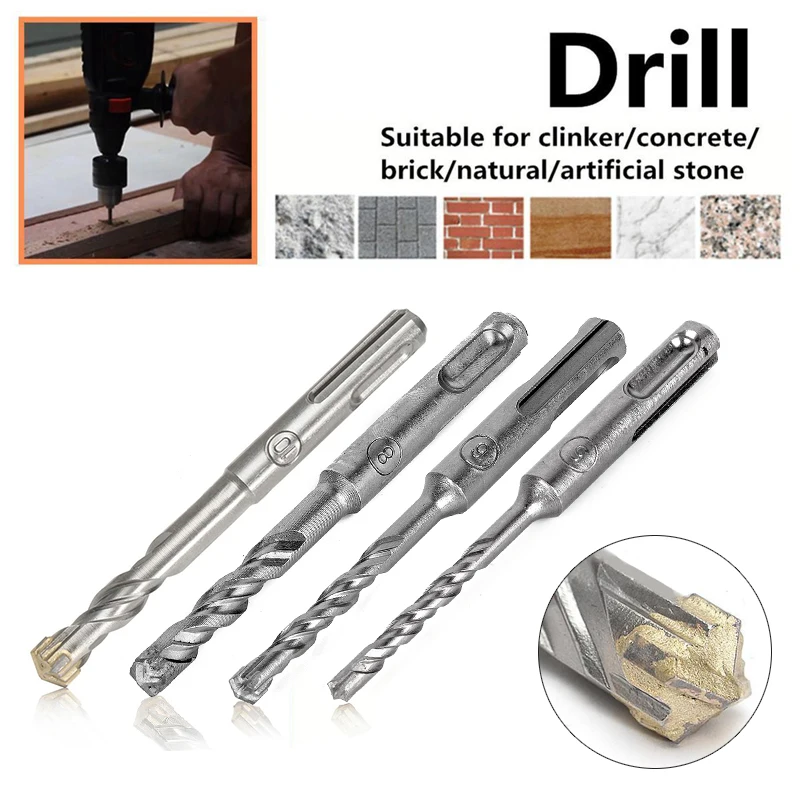 DWZ 110mm 5/6/8/10 mm SDS Plus Masonry Crosshead Twin spiral Hammer Drill Bits