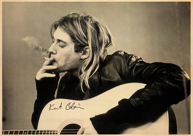 Singer Kurt Cobain Posters Rock and Roll Music Retro Kraft Paper Sticker DIY Vintage Room Bar Cafe Decor Gift Art Wall Paintings 2