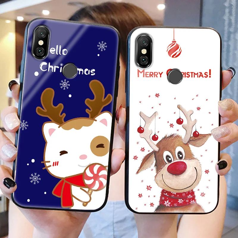 

Glass Case For Xiaomi Redmi 5 Plus 6A 7A S2 Note 5 6 7 K20 Pro Christmas Cover for Xiaomi Mi A2 5 5S 6 8 SE Lite 9 CC9 Mix 2 2s