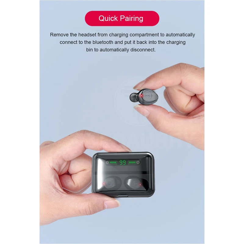 TWS Wireless Bluetooth 5 0 Earphones Touch Control Earbuds With Phone Stand Support LED Power Display