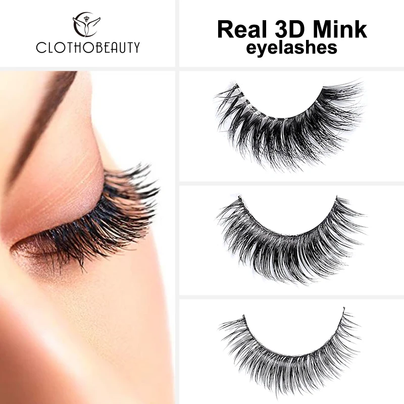 

CLOTHOBEAUTY false eyelashes mink eyelashes 3d mink lashes natural handmade Reusable for makeup