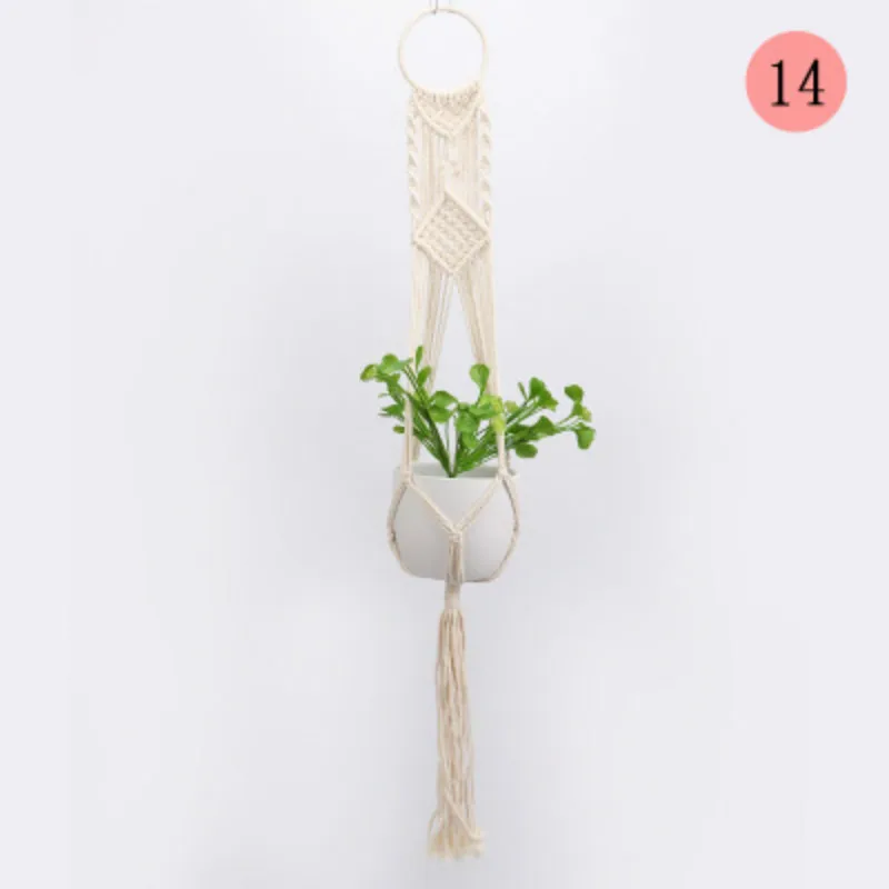Подвеска для растений из макраме, веревка, подвесная корзина для растений, Настенная веревка для украшения стен, гостиной, сада - Цвет: 14