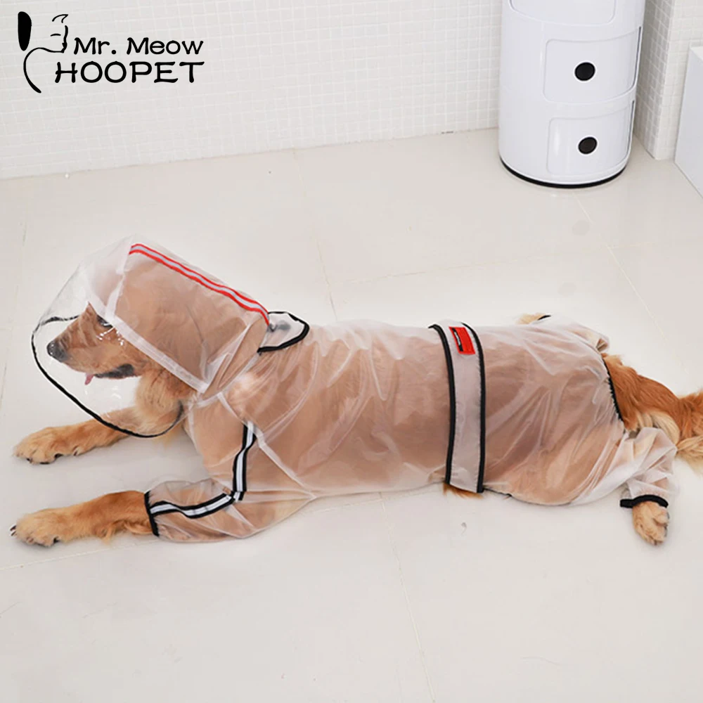 

Hoopet Large Dog Raincoat Dog Clothes Transparent Raincoat Light Waterproof Coat